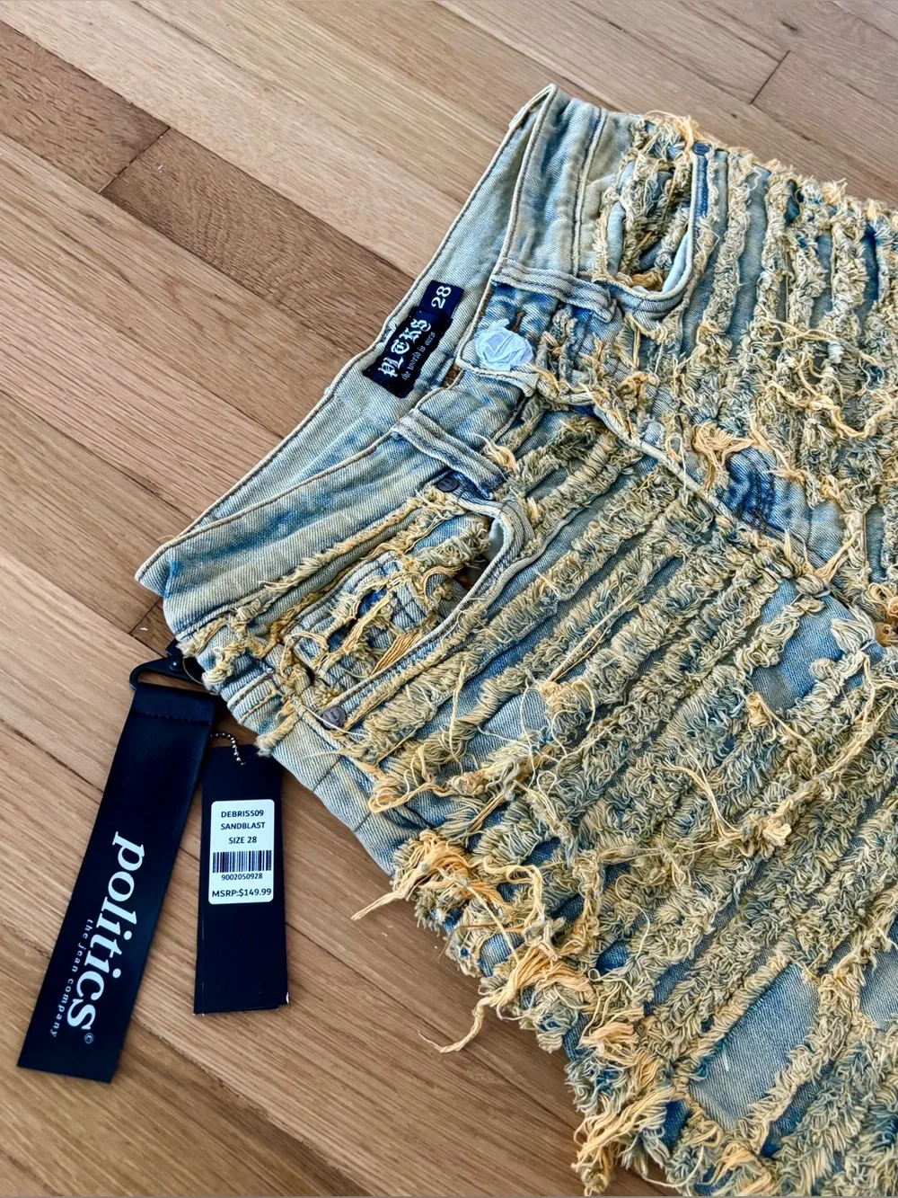 New Politics Jeans Co Deadstock Denim Distressed/Flare Sandblast With Tags $128
